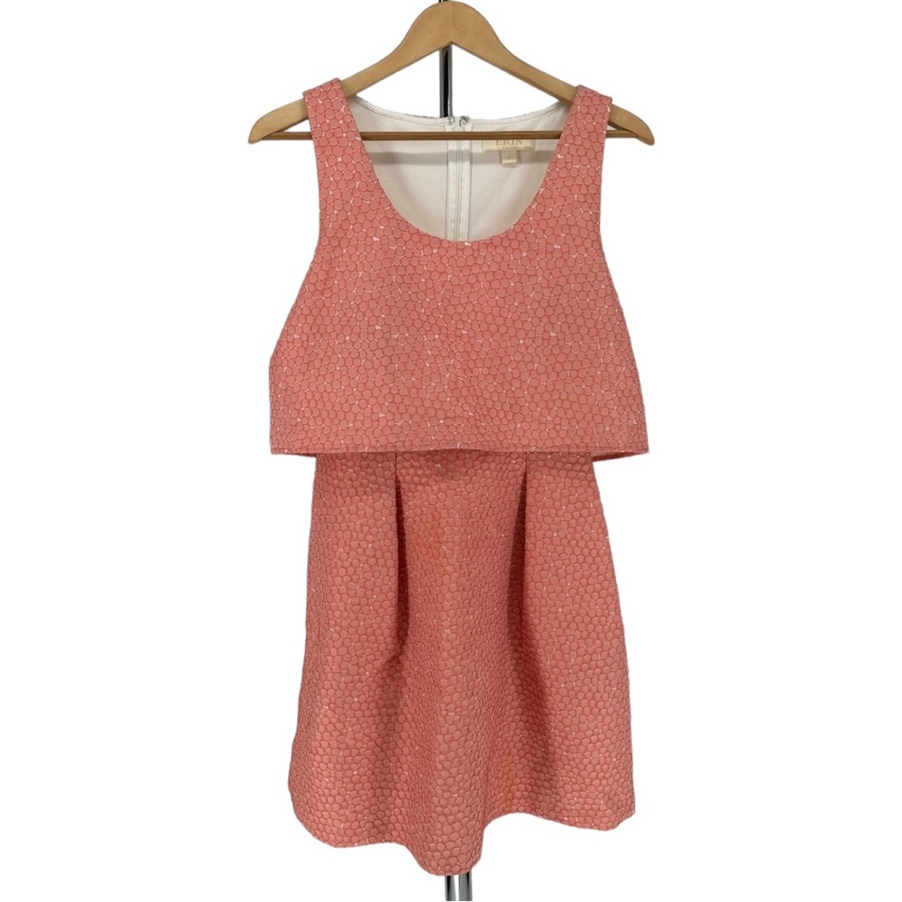 ERIN Erin Fetherston for Anthropologie Coral Cropped Look Tiered Dress size 6